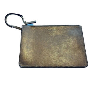 CALVIN Klein Taupe Gold Clutch Wristlet Organizer
